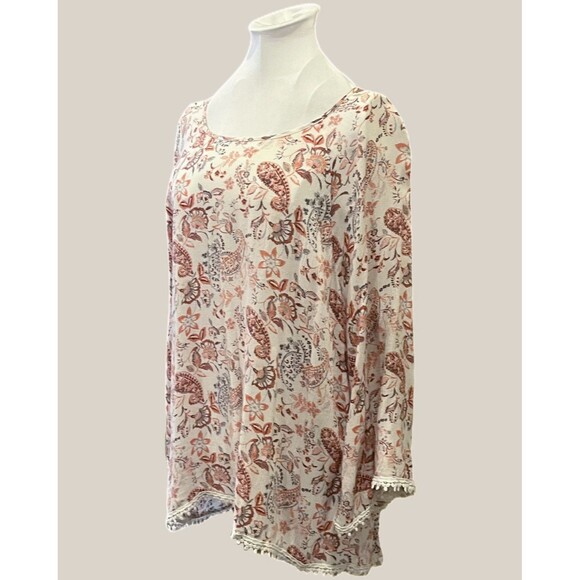 Women’s Bohemian "Papermoon" Paisley Blouse With Crochet Details Size XL - Picture 3 of 7